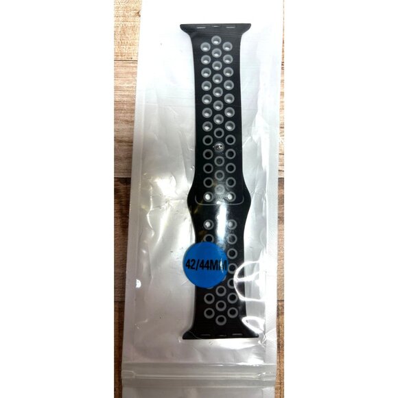 Apple Band Silicone Sport - Black-Gray 42/44MM - Picture 1 of 3